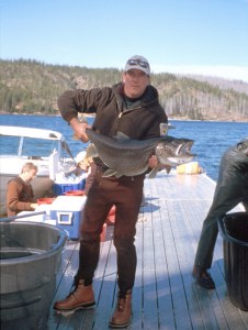 Holding a large Lake Trout