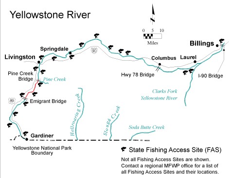 Yellowstone River Float Map Yellowstone River Fishing Map Fishing Regulations